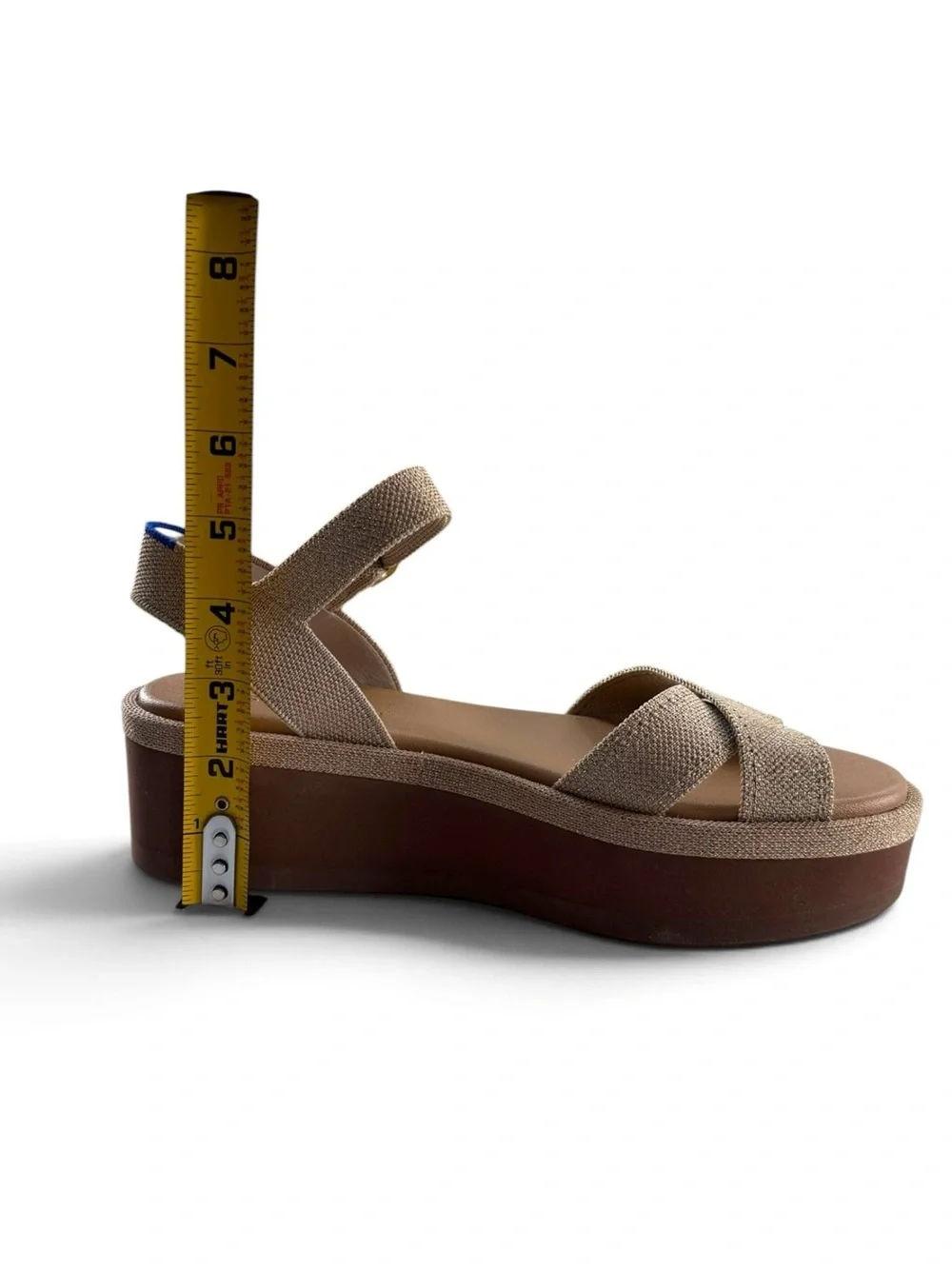 Rothy's Women's Platform Wedge Sandals Gold Metallic Crisscross Size W8 NWT
